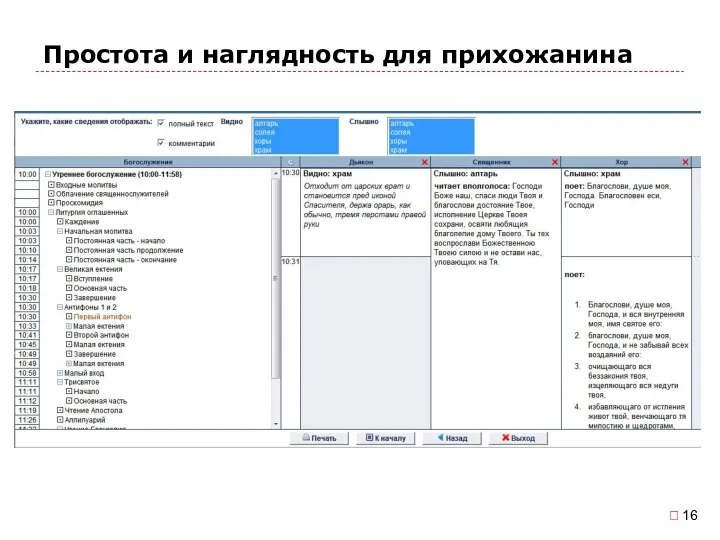 Простота и наглядность для прихожанина