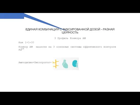 ЕДИНАЯ КОМБИНАЦИЯ С ФИКСИРОВАННОЙ ДОЗОЙ – РАЗНАЯ ЦЕННОСТЬ 3 Профиль Конкора АМ