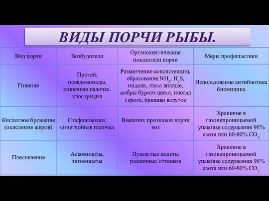 ВИДЫ ПОРЧИ РЫБЫ.