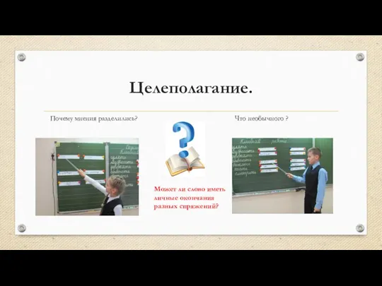 Целеполагание. Почему мнения разделились? Что необычного ? Может ли слово иметь личные окончания разных спряжений?