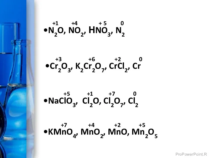 +1 +4 + 5 0 N2O, NO2, НNO3, N2 +3 +6 +2