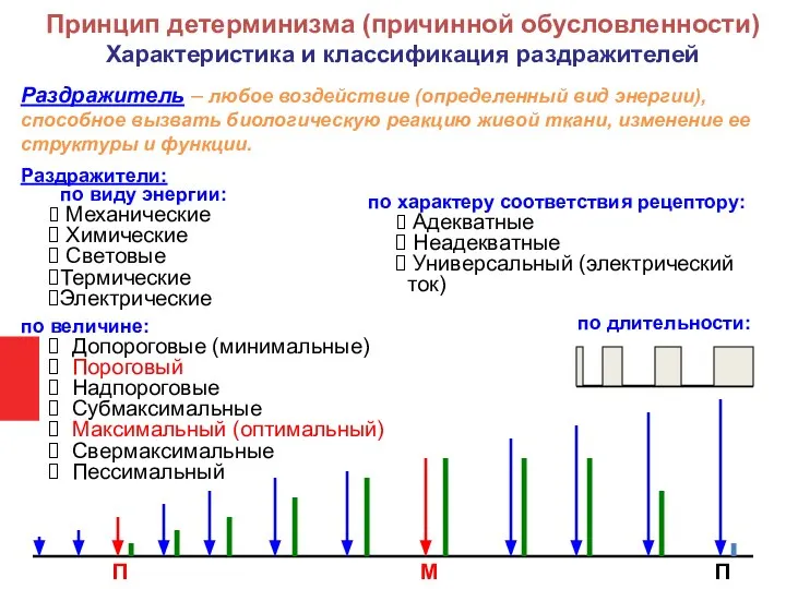 Раздражитель – любое воздействие (определенный вид энергии), способное вызвать биологическую реакцию живой