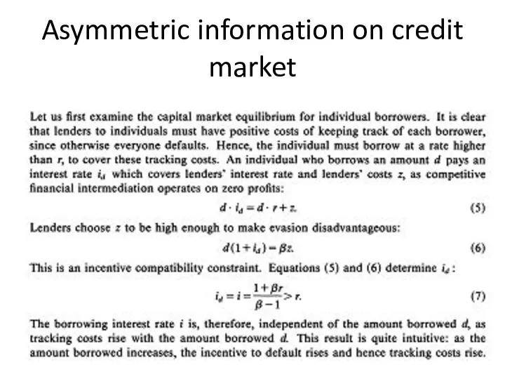 Asymmetric information on credit market