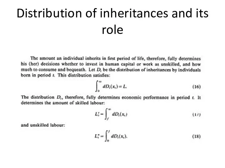 Distribution of inheritances and its role