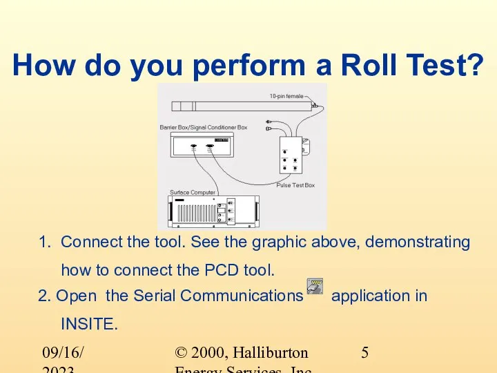 © 2000, Halliburton Energy Services, Inc. 09/16/2023 How do you perform a Roll Test?