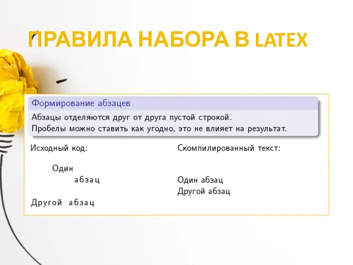 ПРАВИЛА НАБОРА В LATEX