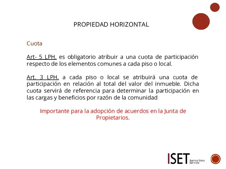 PROPIEDAD HORIZONTAL Cuota Art- 5 LPH. es obligatorio atribuir a una cuota