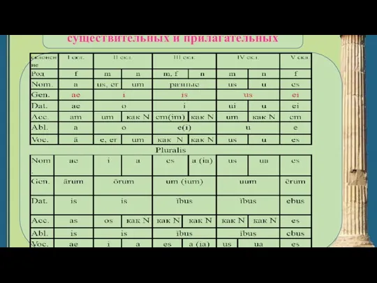 Таблица падежных окончаний существительных и прилагательных