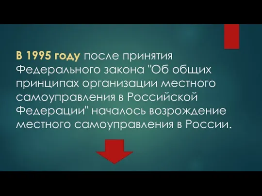 В 1995 году после принятия Федерального закона "Об общих принципах организации местного