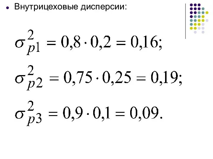 Внутрицеховые дисперсии: