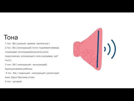 Тона 1 тон - Bā ( ровный, прямой, протяжный ) 2 тон