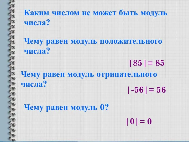 Каким числом не может быть модуль числа? Чему равен модуль положительного числа?