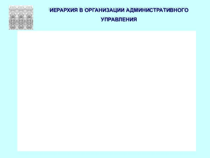 ИЕРАРХИЯ В ОРГАНИЗАЦИИ АДМИНИСТРАТИВНОГО УПРАВЛЕНИЯ