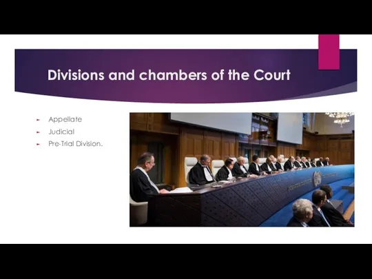Divisions and chambers of the Court Appellate Judicial Pre-Trial Division.