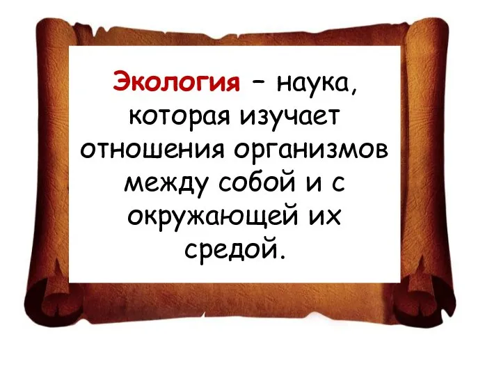 Экология – наука, которая изучает отношения организмов между собой и с окружающей их средой.