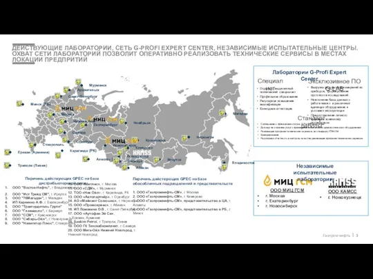 Перечень действующих GPEC на базе обособленных подразделений и представительств 1. ООО «Газпромнефть-СМ»,