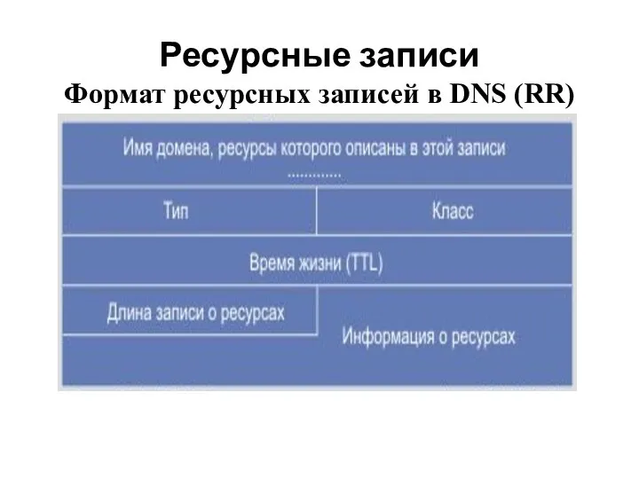 Ресурсные записи Формат ресурсных записей в DNS (RR)
