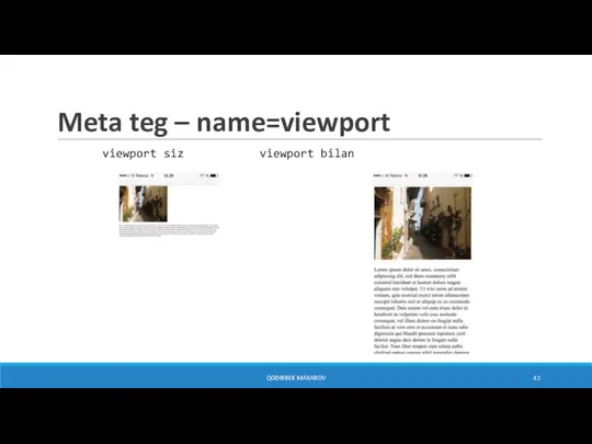 Meta teg – name=viewport viewport siz viewport bilan QODIRBEK MAXAROV