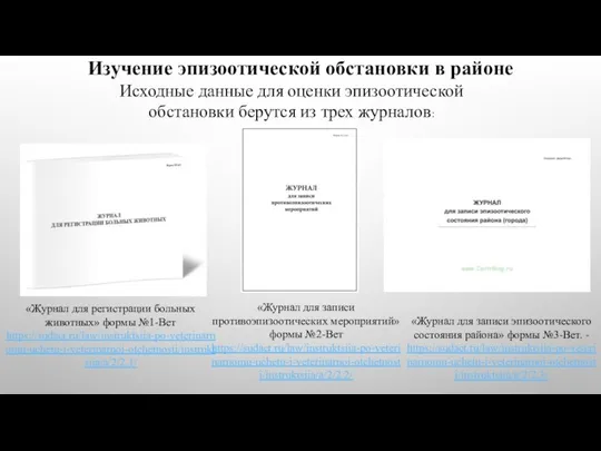 Изучение эпизоотической обстановки в районе Исходные данные для оценки эпизоотической обстановки берутся