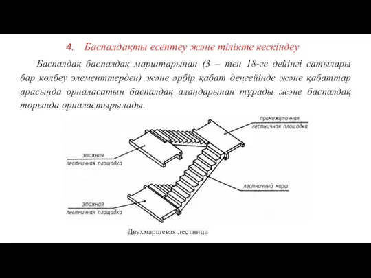 Баспалдақты есептеу және тілікте кескіндеу Баспалдақ баспалдақ марштарынан (3 – тен 18-ге