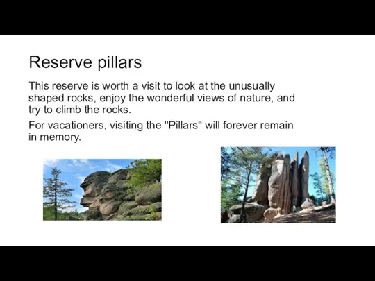 Reserve pillars This reserve is worth a visit to look at the