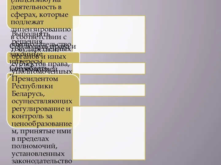 Получать в установленном порядке специальное разрешение (лицензию) на деятельность в сферах, которые