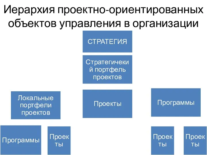 Иерархия проектно-ориентированных объектов управления в организации