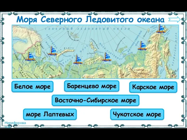 Баренцево море Карское море море Лаптевых Восточно-Сибирское море Чукотское море Белое море Моря Северного Ледовитого океана