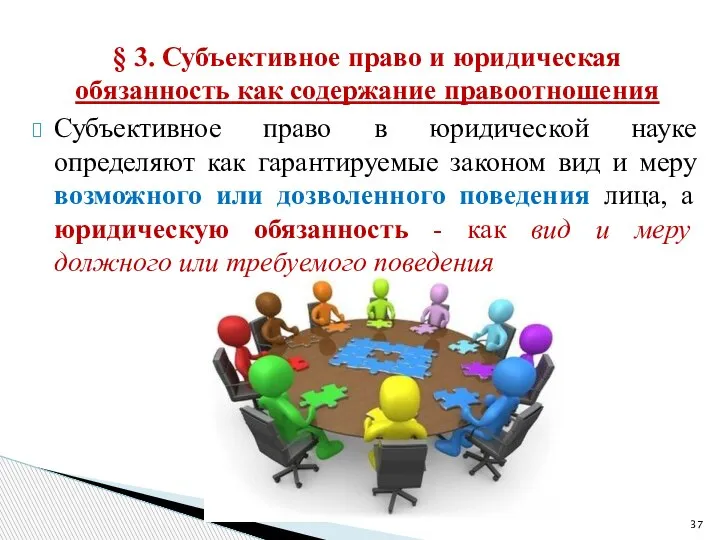 § 3. Субъективное право и юридическая обязанность как содержание правоотношения Субъективное право