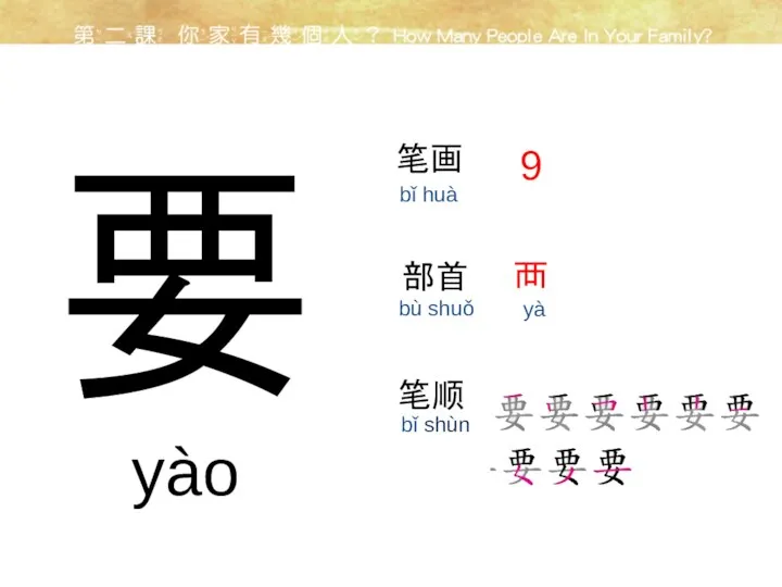 要 笔画 部首 9 襾 笔顺 yào yà bǐ huà bù shuǒ bǐ shùn