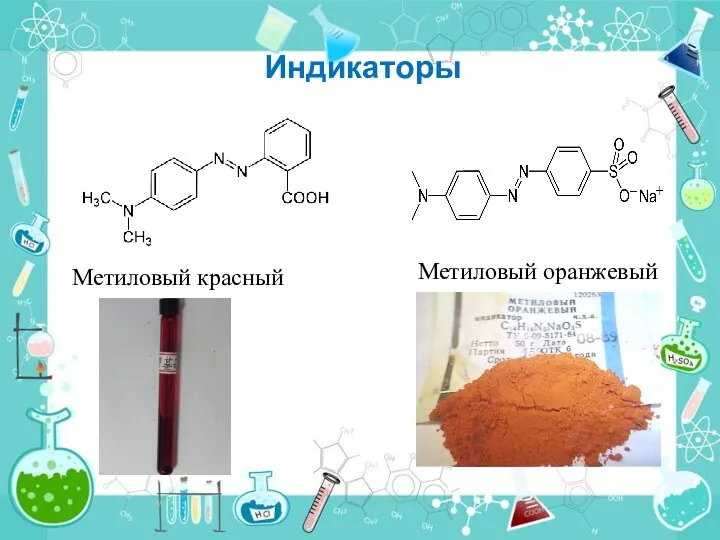 Индикаторы Метиловый красный Метиловый оранжевый