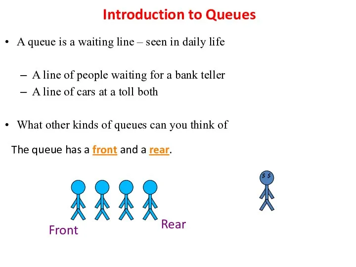 Introduction to Queues A queue is a waiting line – seen in