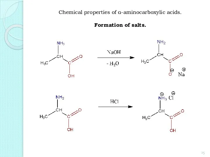 Chemical properties of α-aminocarboxylic acids. Formation of salts.