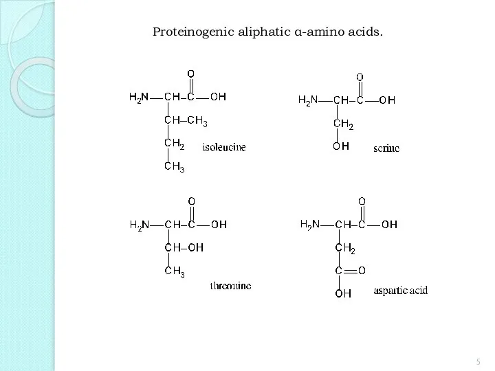 Proteinogenic aliphatic α-amino acids.