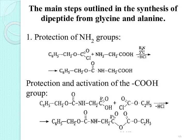 The main steps outlined in the synthesis of dipeptide from glycine and