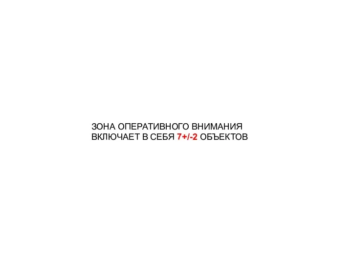 ЗОНА ОПЕРАТИВНОГО ВНИМАНИЯ ВКЛЮЧАЕТ В СЕБЯ 7+/-2 ОБЪЕКТОВ