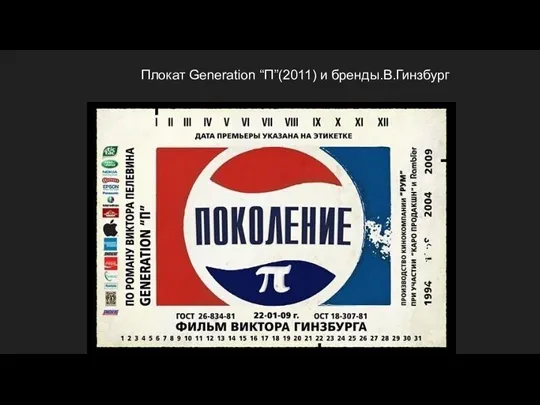 Плокат Generation “П”(2011) и бренды.В.Гинзбург