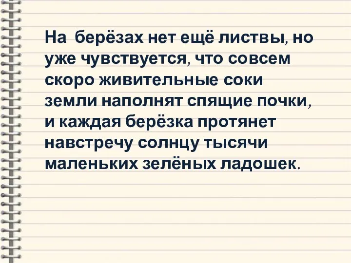 На берёзах нет ещё листвы, но уже чувствуется, что совсем скоро живительные