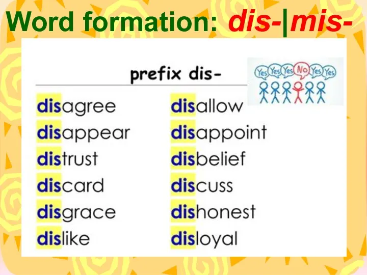 Word formation: dis-|mis-