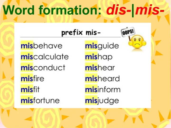 Word formation: dis-|mis-