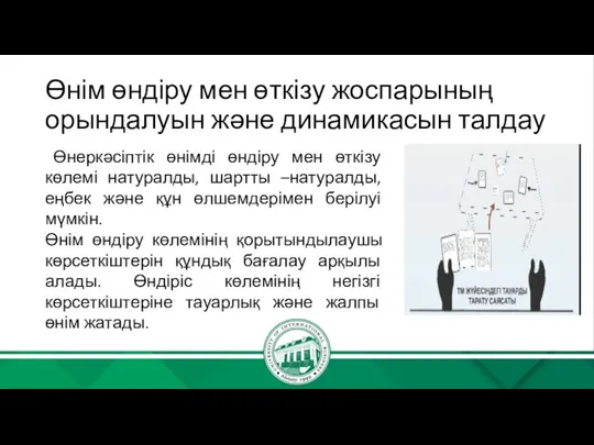 Өнім өндіру мен өткізу жоспарының орындалуын және динамикасын талдау Өнеркәсіптік өнімді өндіру