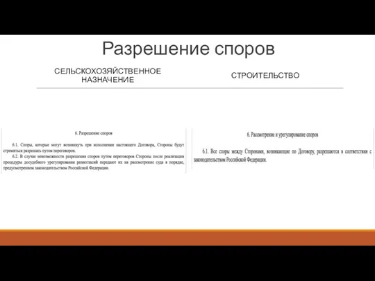 Разрешение споров СЕЛЬСКОХОЗЯЙСТВЕННОЕ НАЗНАЧЕНИЕ СТРОИТЕЛЬСТВО