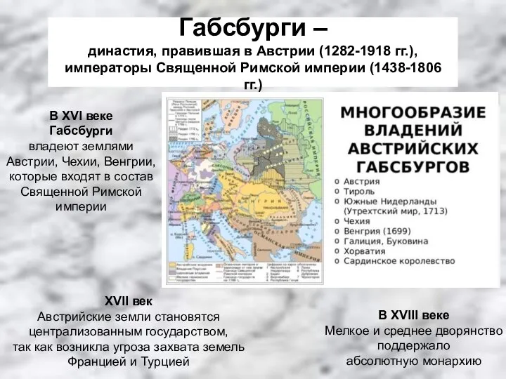 Габсбурги – династия, правившая в Австрии (1282-1918 гг.), императоры Священной Римской империи