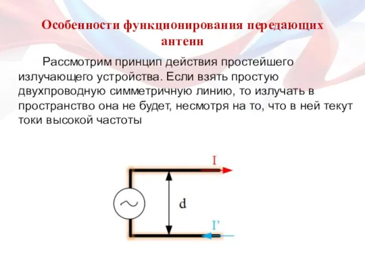 Особенности функционирования передающих антенн Рассмотрим принцип действия простейшего излучающего устройства. Если взять