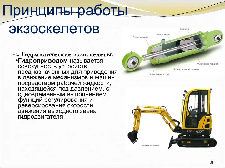 Принципы работы экзоскелетов 2. Гидравлические экзоскелеты. Гидроприводом называется совокупность устройств, предназначенных для