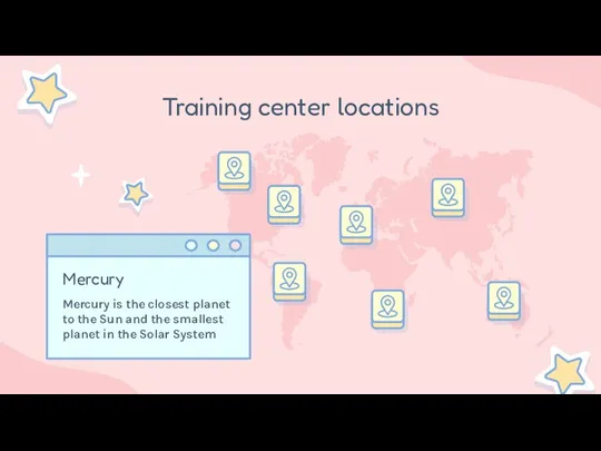 Training center locations Mercury is the closest planet to the Sun and
