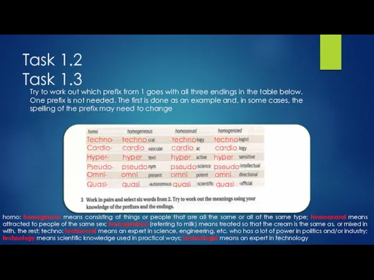 Task 1.2 Task 1.3 Try to work out which prefix from 1