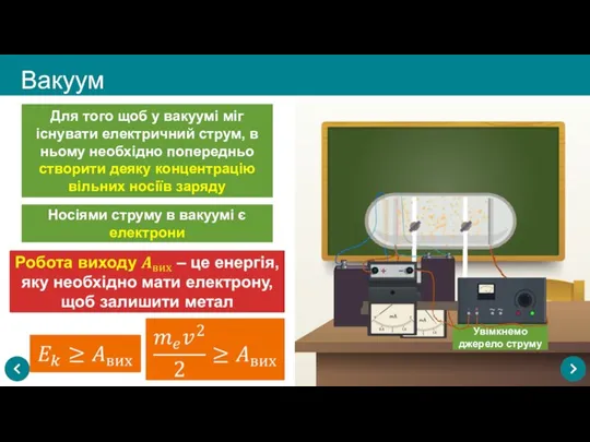 Вакуум Для того щоб у вакуумі міг існувати електричний струм, в ньому