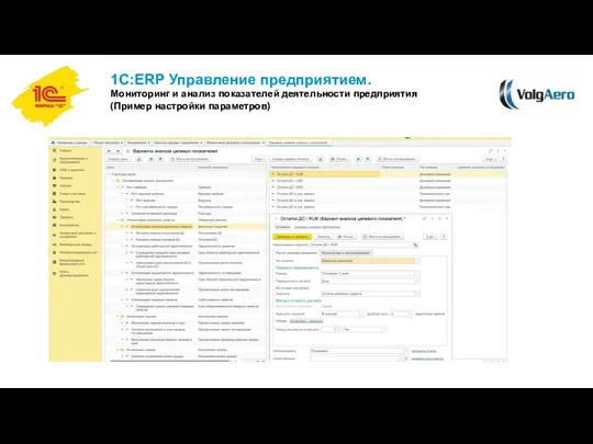 1С:ERP Управление предприятием. Мониторинг и анализ показателей деятельности предприятия (Пример настройки параметров)