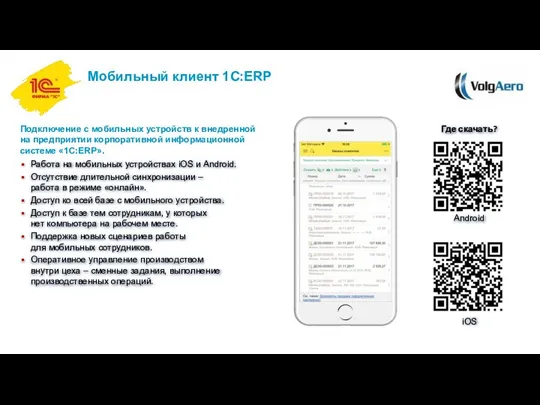 Мобильный клиент 1С:ERP Подключение с мобильных устройств к внедренной на предприятии корпоративной